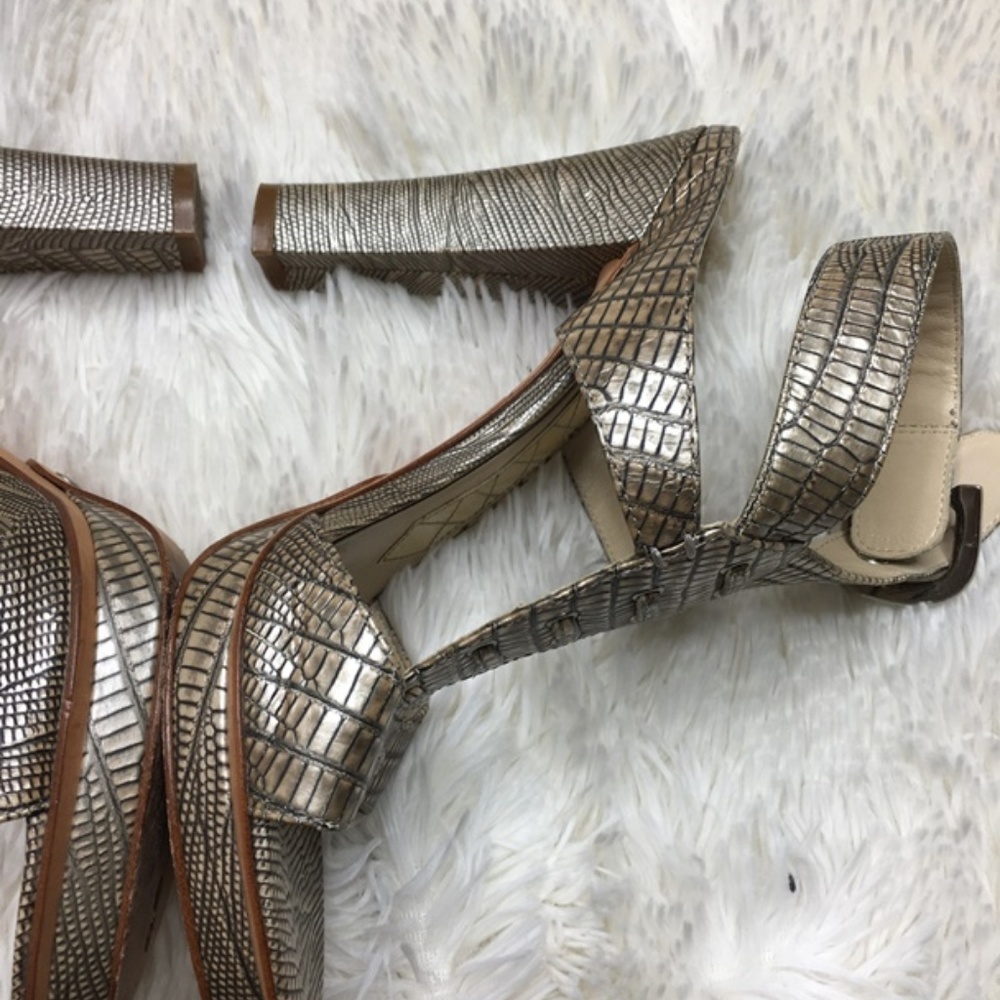 Joan & David Sz 8 Leather Open Tie Python Lace Up - image 4